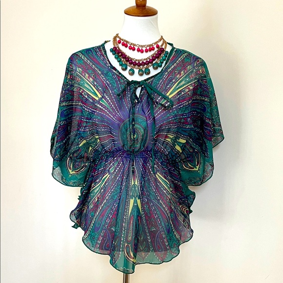 Vibrant Sheer Blouse - Picture 1 of 4
